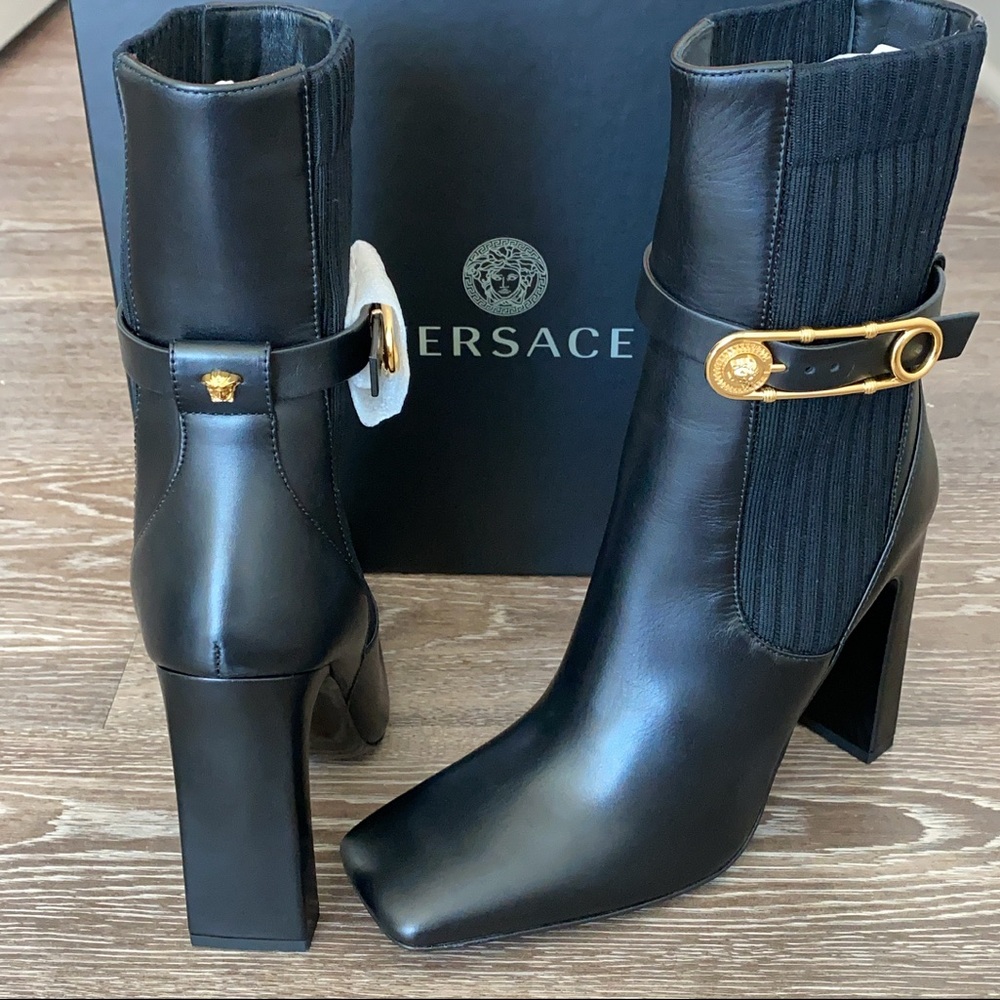 NWT Versace Safety Pin Ankle Boots